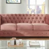 Driezitsbank Chesterfield - Fluweel - Pastel Roze-Vente-unique Hot