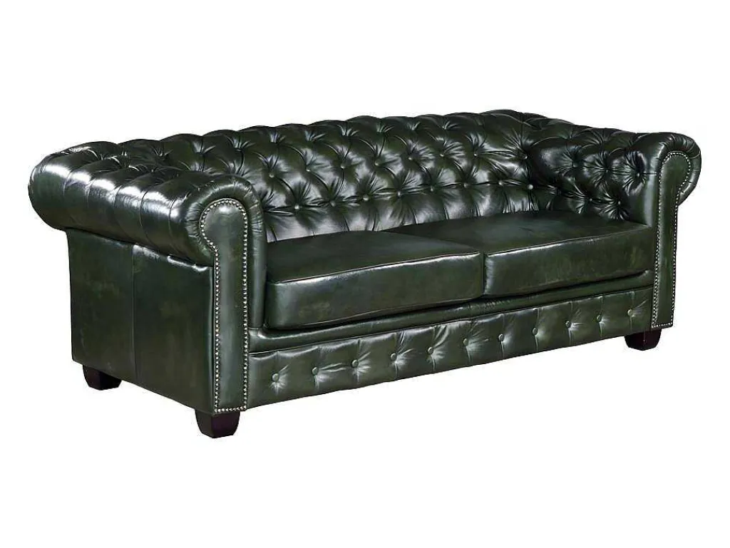 Driezitsbank Chesterfield Brenton 100% Buffelleer - Empire Groen-LINEA SOFA