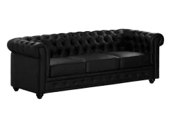 Driezitsbank Chesterfield Van Kunstleer - Zwart-Vente-unique Best