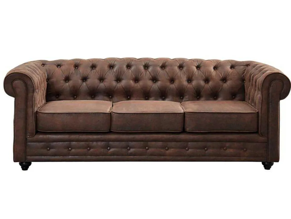 Driezitsbank Chesterfield Van Microvezel Met Vintage Look-Vente-unique Clearance
