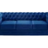 Driezitsbank Chesterfield - Fluweel - Koningsblauw-Vente-unique Online