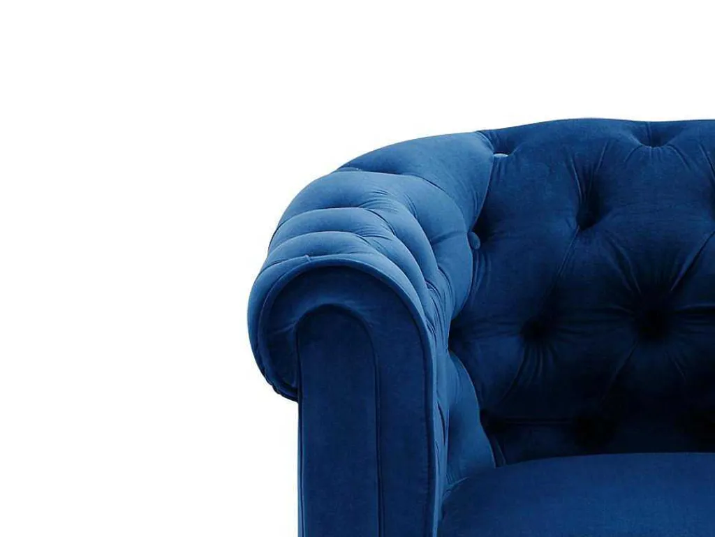 Driezitsbank Chesterfield - Fluweel - Koningsblauw-Vente-unique Online