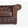 Driezitsbank Chesterfield Clotaire Van 100% Leer Met Lived-In Aspect-Vente-unique Discount