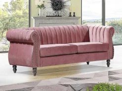 Driezitsbank Chesterfield In Oudroze Fluweel Trumbo-Vente-unique Hot