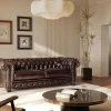 Driezitsbank Chesterfield Brenton 100% Buffelleer - Bruin Tinten-LINEA SOFA New