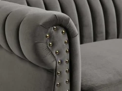 Driezitsbank Chesterfield Van Fluweel Trumbo - Antraciet-Vente-unique New