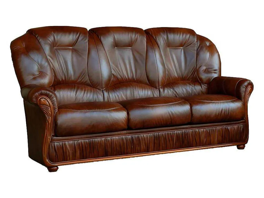 Driezitsbank Daphne Van 100% Buffel Leer - Bruin-Vente-unique New