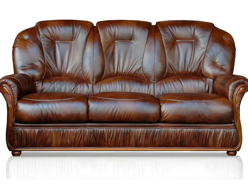 Driezitsbank Daphne Van 100% Buffel Leer - Bruin-Vente-unique New