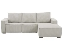 Driezitsbank En Elektrische Relaxfauteuil In Beige Ribfluweel Amelio-Vente-unique Online