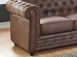 Driezitsbank En Fauteuil Chesterfield Van Microvezel Met Vintage Look-Vente-unique Online
