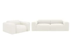 Driezitsbank En Fauteuil Van Witte Bouclestof Pogni Van Maison Cephy-Maison Céphy Best