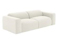 Driezitsbank En Poef Van Witte Bouclestof Pogni Van Maison Cephy-Vente-unique Discount