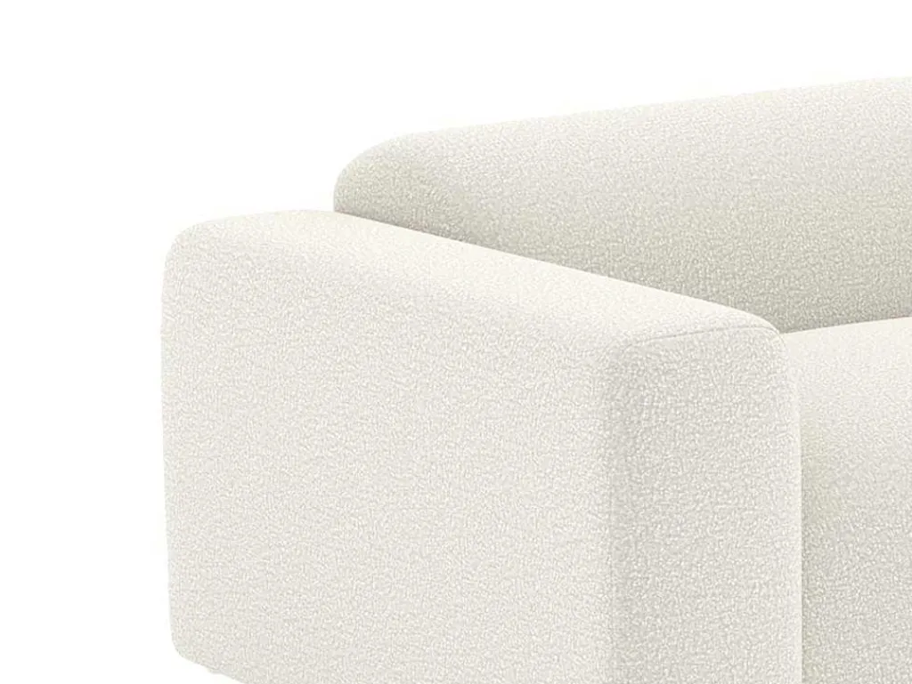 Driezitsbank En Poef Van Witte Bouclestof Pogni Van Maison Cephy-Vente-unique Discount