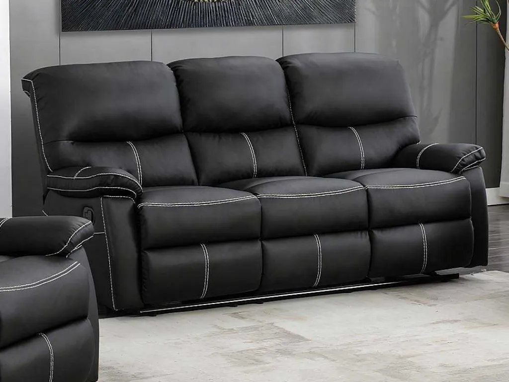Driezitsbank En Relaxfauteuil Canby - Kunstleer - Zwart-Vente-unique Sale