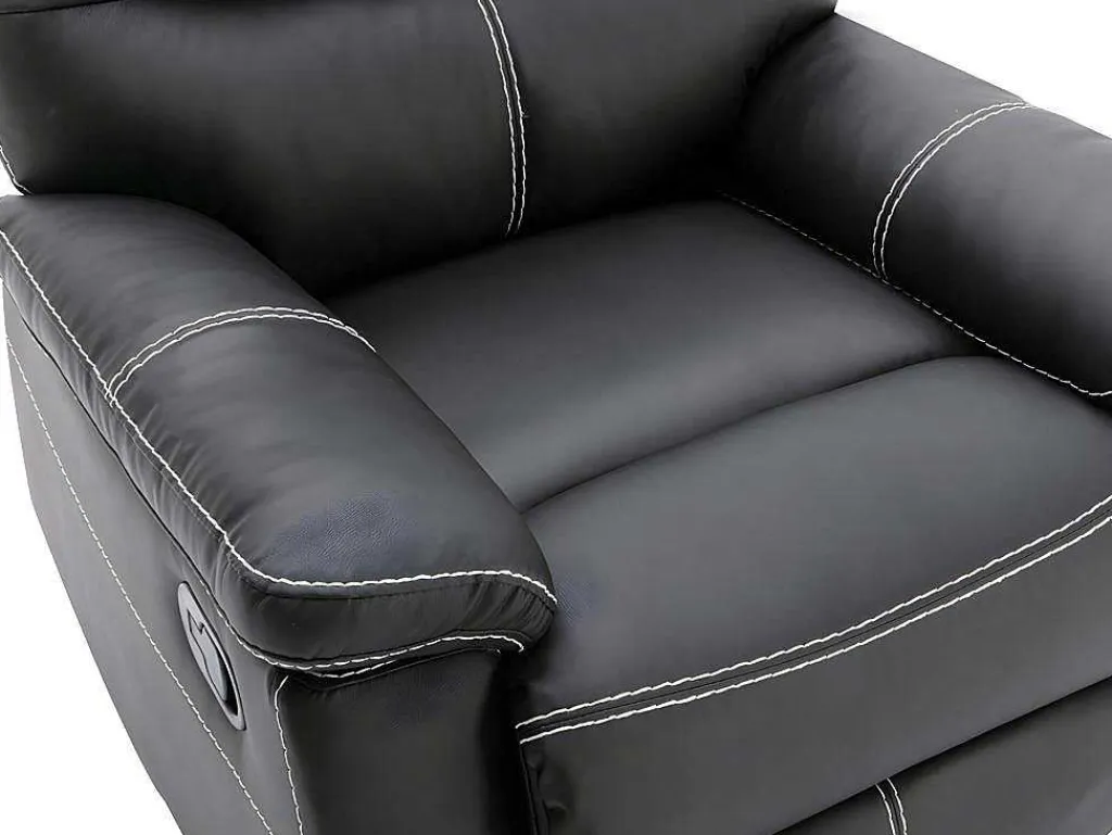 Driezitsbank En Relaxfauteuil Canby - Kunstleer - Zwart-Vente-unique Sale