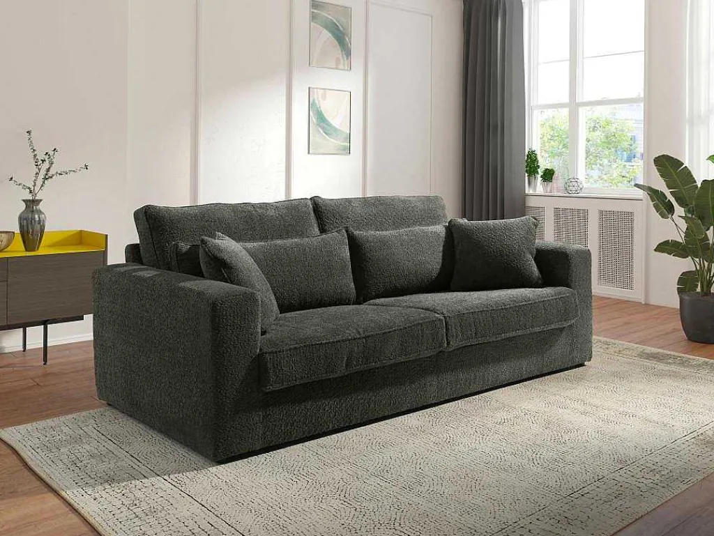Driezitsbank In Grijze Teddy Stof - Mondovi-Vente-unique Online