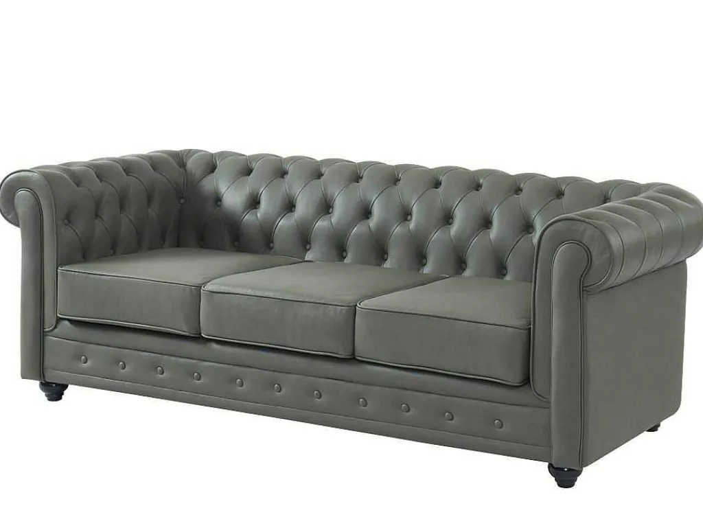 Driezitsbank Van Buffelleer Chesterfield - Grijs-Vente-unique Hot