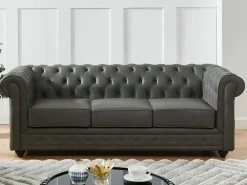 Driezitsbank Van Buffelleer Chesterfield - Grijs-Vente-unique Hot