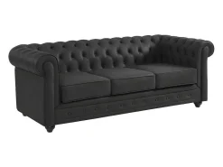 Driezitsbank Van Buffelleer Chesterfield - Zwart-Vente-unique Discount