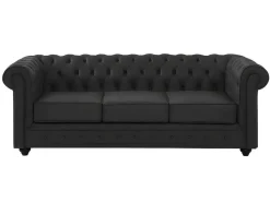 Driezitsbank Van Buffelleer Chesterfield - Zwart-Vente-unique Discount