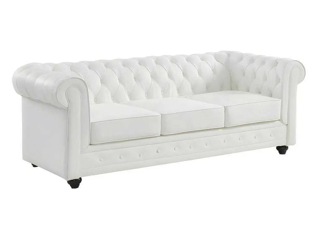 Driezitsbank Van Buffelleer Chesterfield - Wit-Vente-unique Best