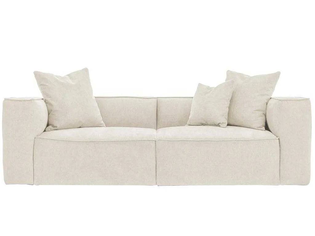 Driezitsbank Van Cremekleurige Stof Acace-Vente-unique Sale