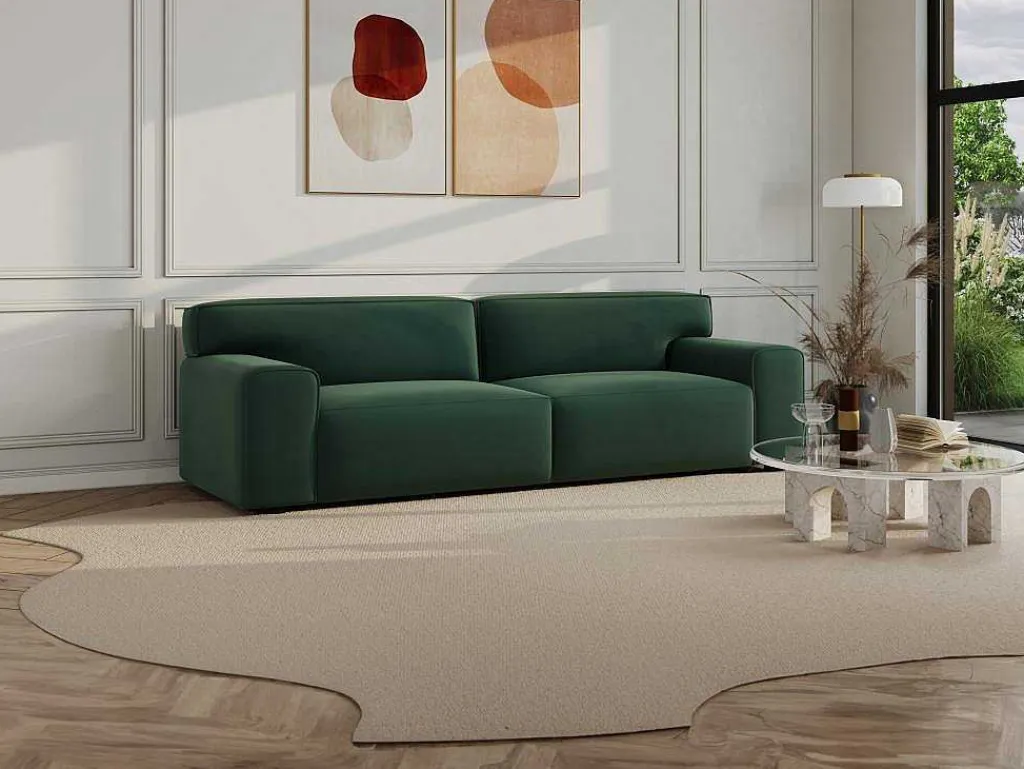 Driezitsbank Van Groen Velours Otrano-Vente-unique Discount