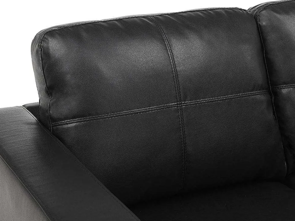 Driezitsbank Van Kunstleer Ackley - Zwart-Vente-unique Discount