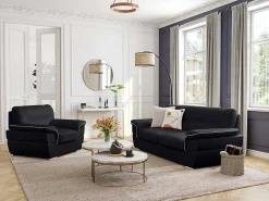 Driezitsbank Van Leer Thibault - Zwart-LINEA SOFA Outlet