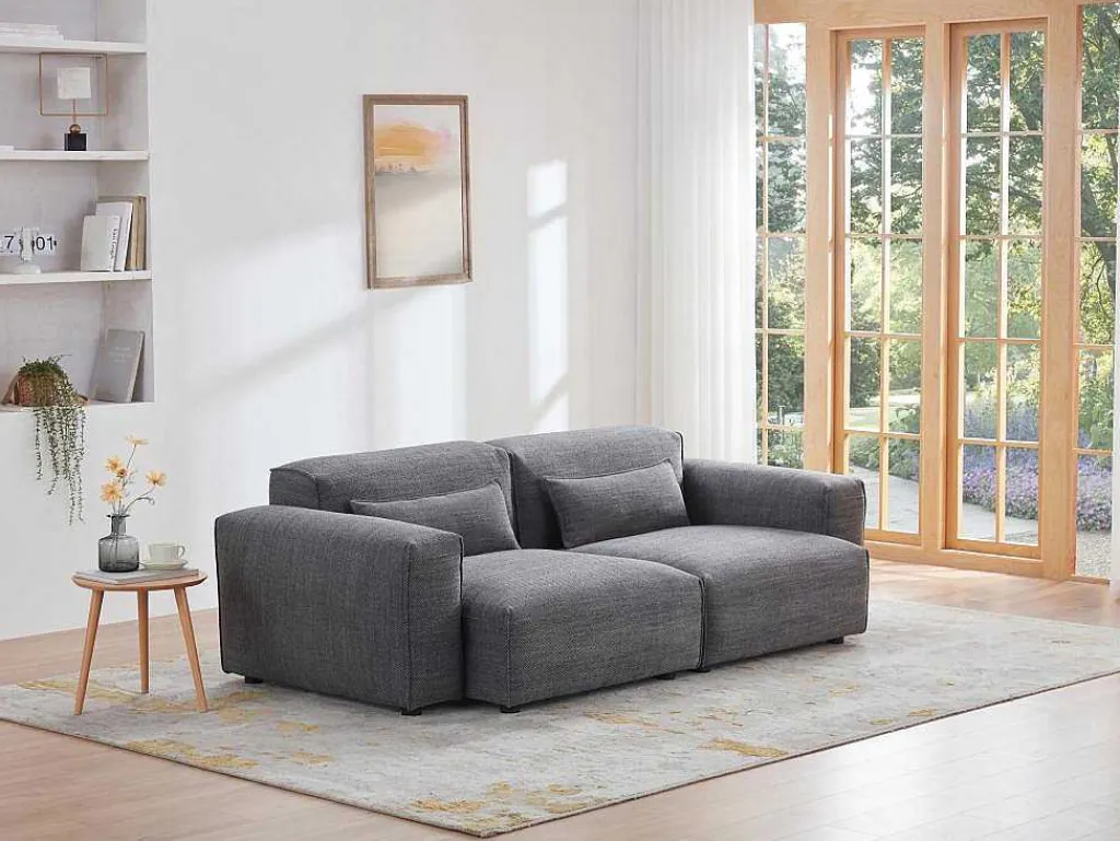 Driezitsbank Van Stof - Grijs - Magali-Vente-unique Sale