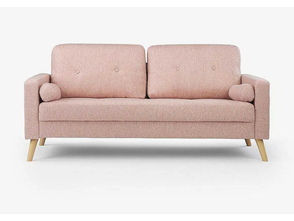 Driezitsbank Van Stof Met Woleffect Tatum - Roze-Vente-unique New