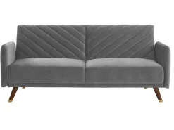 Driezitsbedbank Van Fluweel Joris - Lichtgrijs-Vente-unique New