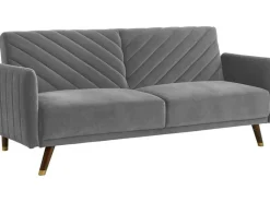 Driezitsbedbank Van Fluweel Joris - Lichtgrijs-Vente-unique New