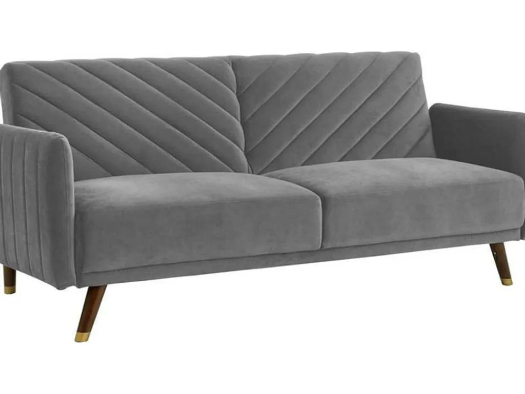 Driezitsbedbank Van Fluweel Joris - Lichtgrijs-Vente-unique New