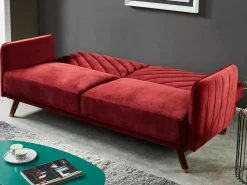 Driezitsbedbank Van Fluweel Joris - Rood-Vente-unique Sale
