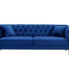 Driezits-Chesterfield-Bank Van Nachtblauw Velours Arsene-Vente-unique Discount