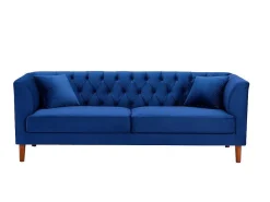 Driezits-Chesterfield-Bank Van Nachtblauw Velours Arsene-Vente-unique Discount