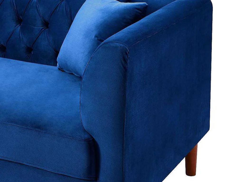 Driezits-Chesterfield-Bank Van Nachtblauw Velours Arsene-Vente-unique Discount