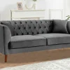 Driezits-Chesterfield-Bank Van Antracietkleurig Velours Arsene-Vente-unique Online
