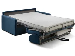Driezits-Expressbedbank Van Fluweel Calife - Nachtblauw - Slaapruimte 140 Cm - Matras 14 Cm-Vente-unique Discount