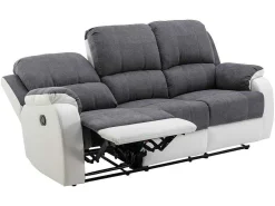 Driezits-Relaxbank Van Microvezel En Grijs En Wit Kunstleer Brody-Vente-unique Discount