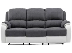 Driezits-Relaxbank Van Microvezel En Grijs En Wit Kunstleer Brody-Vente-unique Discount
