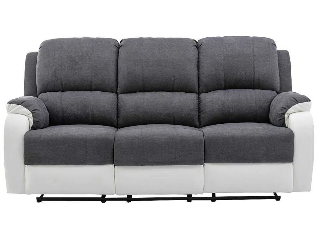 Driezits-Relaxbank Van Microvezel En Grijs En Wit Kunstleer Brody-Vente-unique Discount