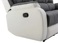 Driezits-Relaxbank Van Microvezel En Grijs En Wit Kunstleer Brody-Vente-unique Discount
