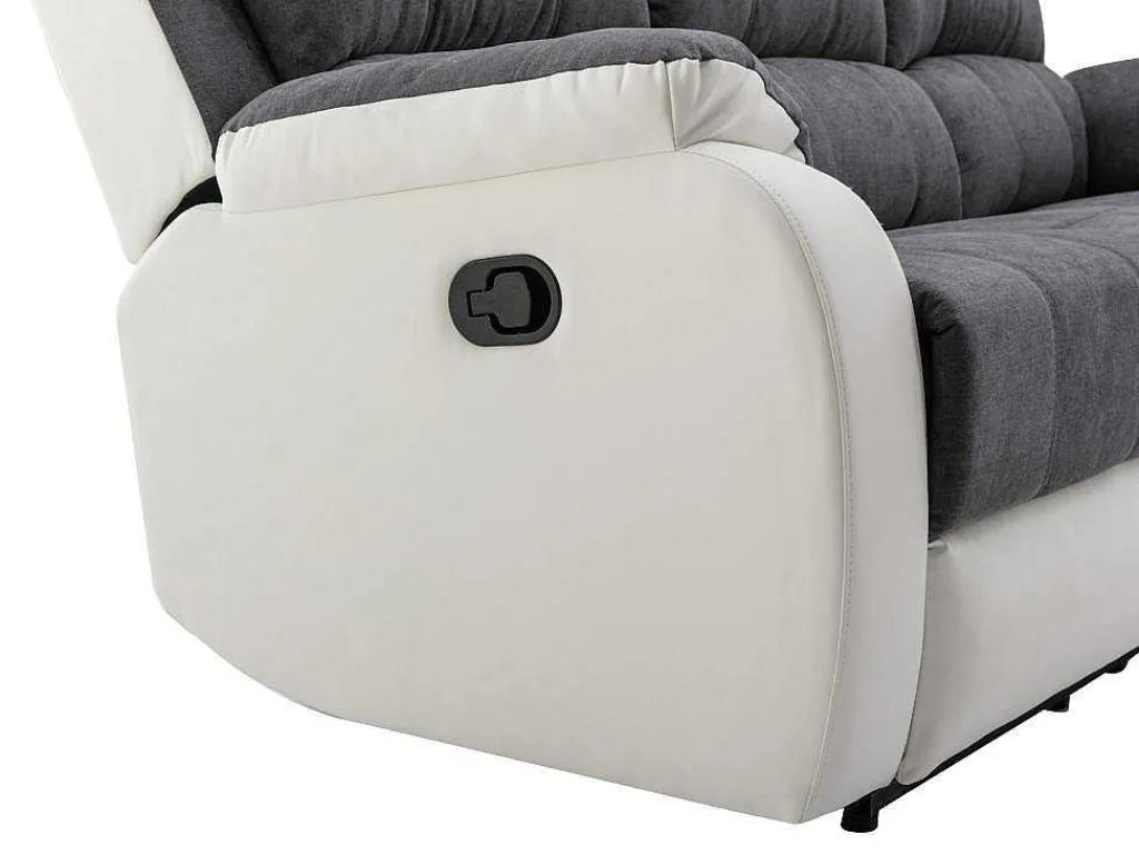 Driezits-Relaxbank Van Microvezel En Grijs En Wit Kunstleer Brody-Vente-unique Discount