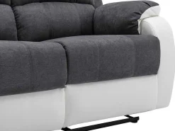 Driezits-Relaxbank Van Microvezel En Grijs En Wit Kunstleer Brody-Vente-unique Discount