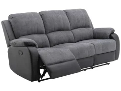 Driezits-Relaxbank Van Microvezel En Grijs En Zwart Kunstleer Brody-Vente-unique Best