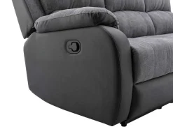 Driezits-Relaxbank Van Microvezel En Grijs En Zwart Kunstleer Brody-Vente-unique Best
