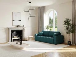 Driezitsslaapbank Van Blauwgroene Bouclestof Issoro-Vente-unique Discount