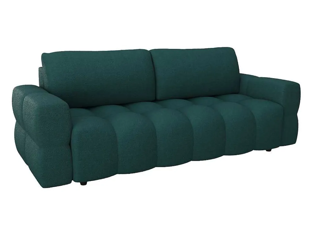Driezitsslaapbank Van Blauwgroene Bouclestof Issoro-Vente-unique Discount